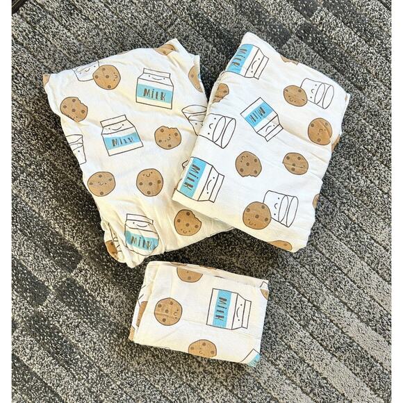 Land Of Nod Milk + Cookies Twin Size 4pc Bedding Set‎ 100% Organic Cotton - Picture 2 of 7